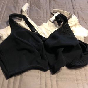 Black and white front hook bras